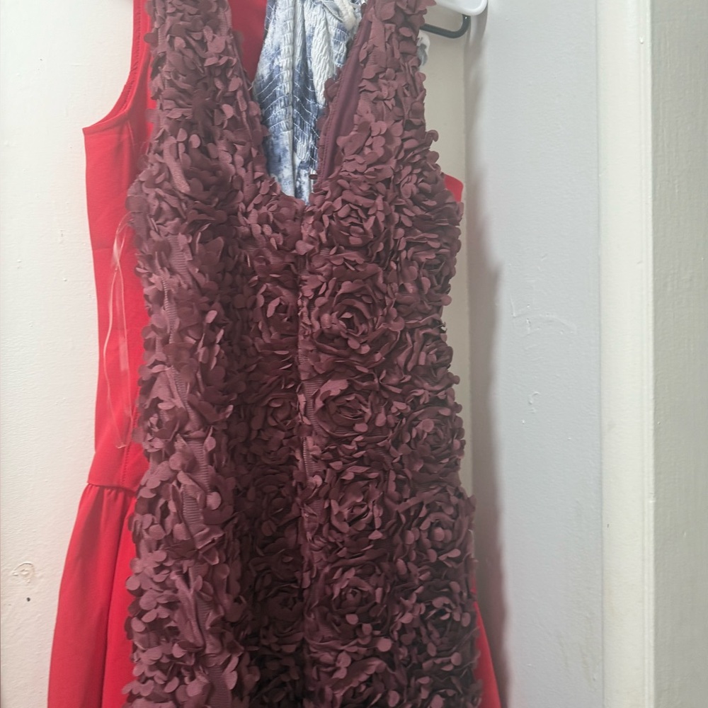 Chic Burgundy and Red Floral Dress